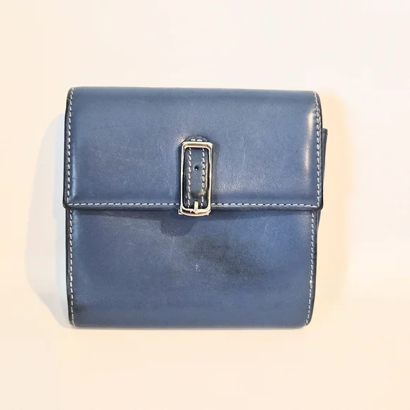 Coach Light Blue Leather Clasp Wallet - Picture 2 of 8